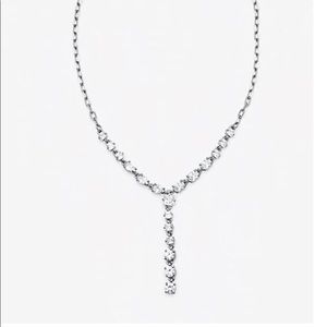 Statement Cubic Zirconia Linear Stone Drop Paperclip Necklace